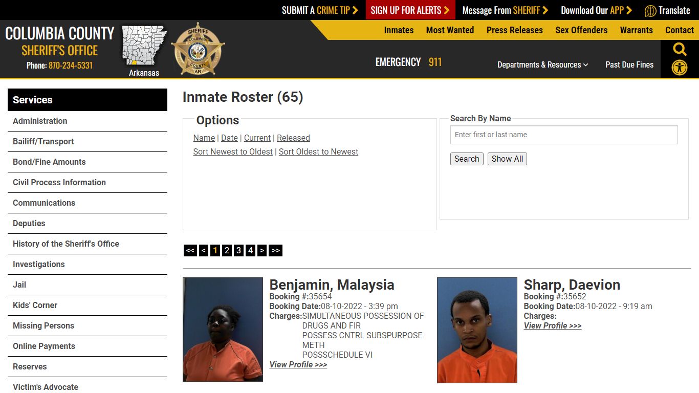 Inmate Roster - Columbia County Sheriff AR